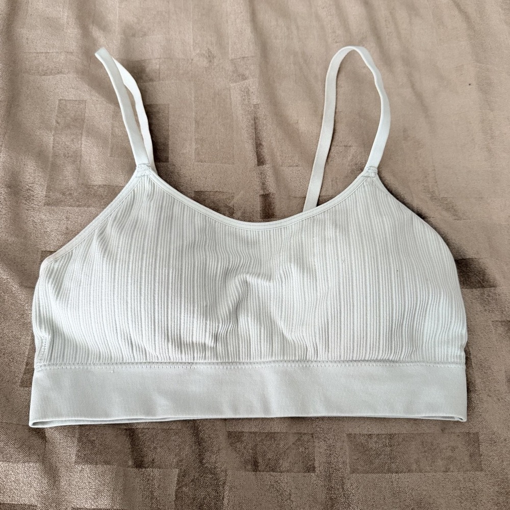 Auden Bralette Womens Medium Green Lightly Lined Ribbed Knit Wireless Pullover